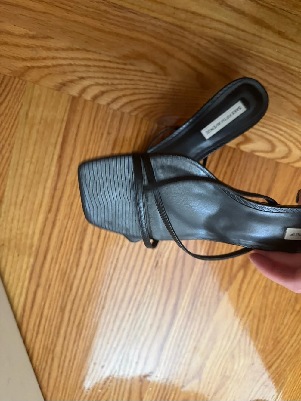 Saks Fifth Avenue Black Square-Toe Strappy Slide Mules